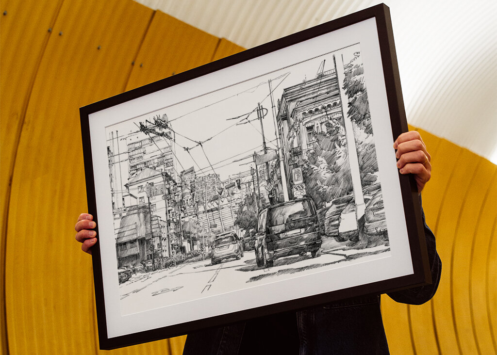 Urbane Skyline-Skizze