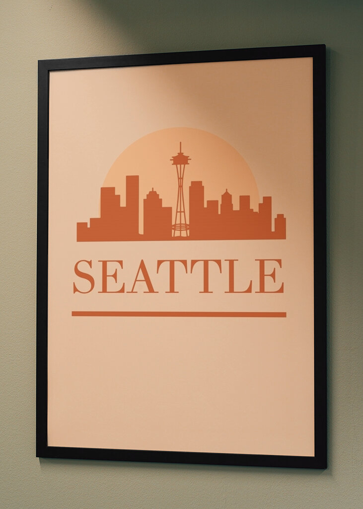 Sonnenuntergang in der Skyline von Seattle