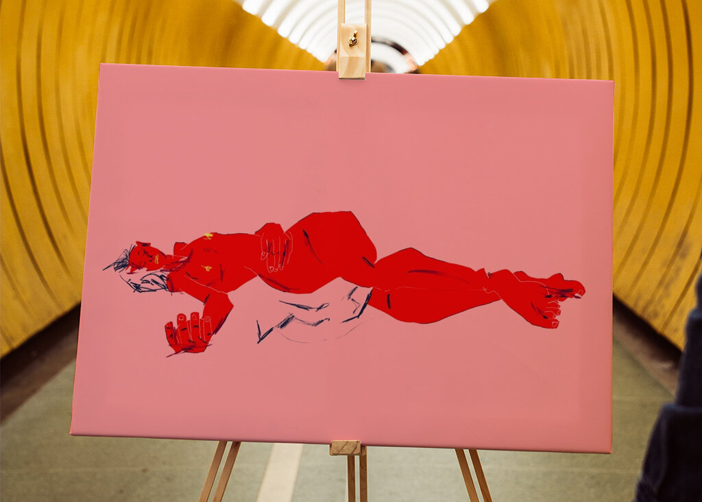 Afslappende karmosinrød form