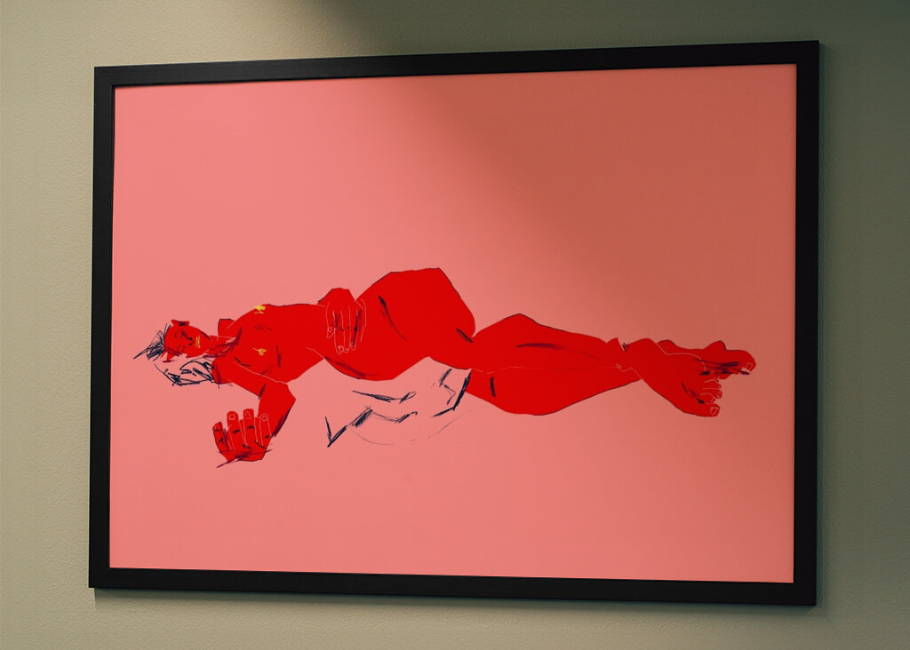 Afslappende karmosinrød form