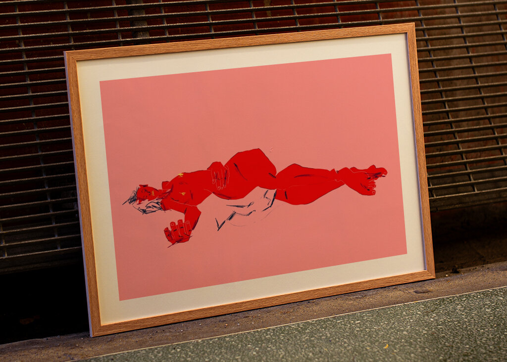 Afslappende karmosinrød form