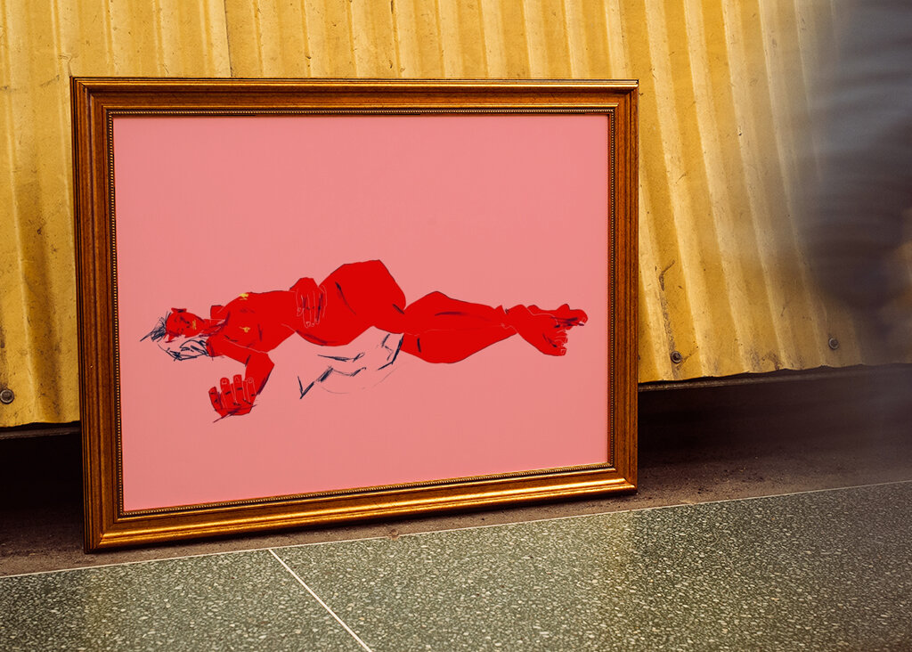 Afslappende karmosinrød form