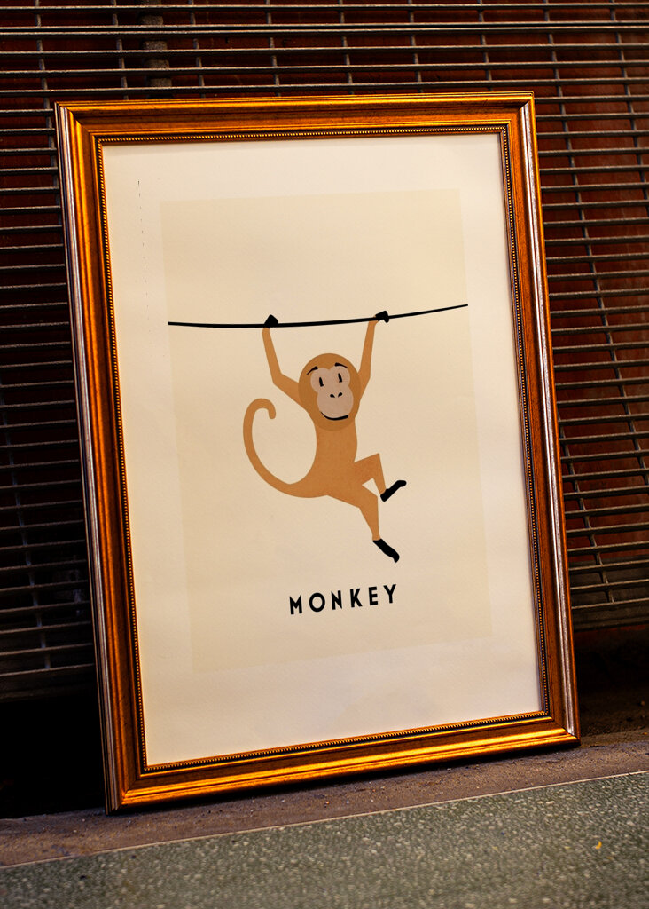 Verspielter hängender Affe