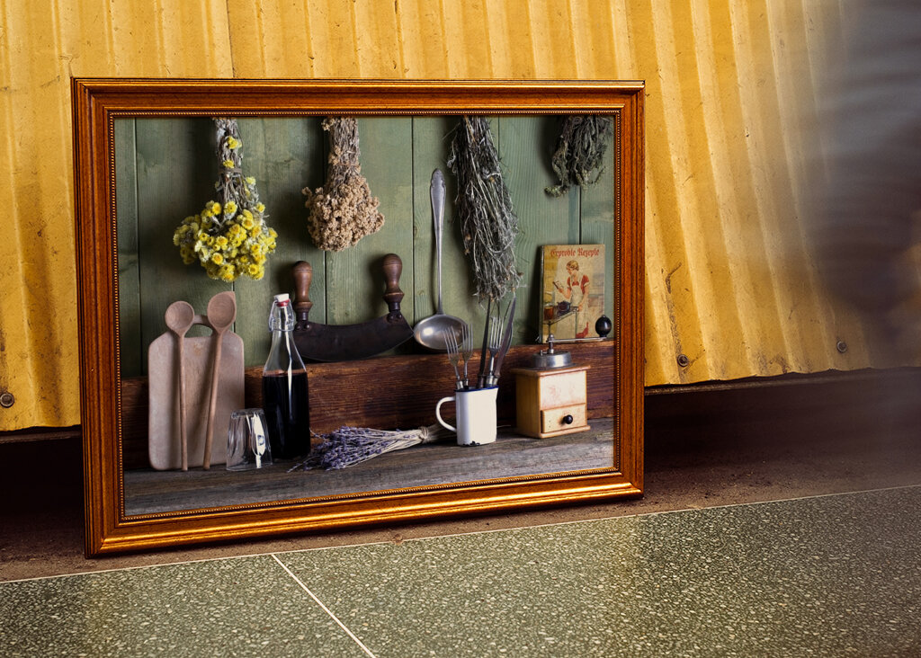 rustykalna scena kuchenna