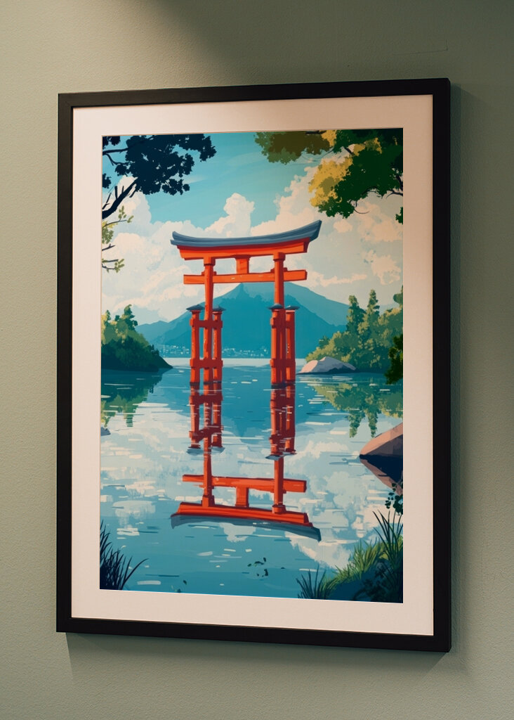 Puerta torii en un lago Japon