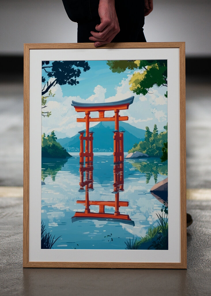 Puerta torii en un lago Japon