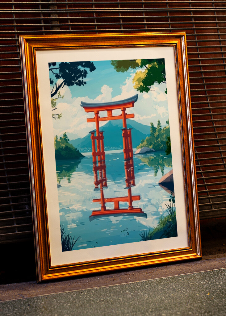 Puerta torii en un lago Japon