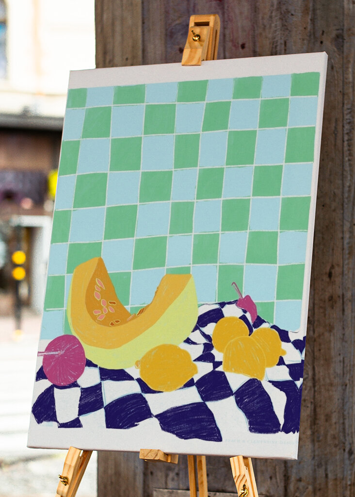 Frukt på rutete klut