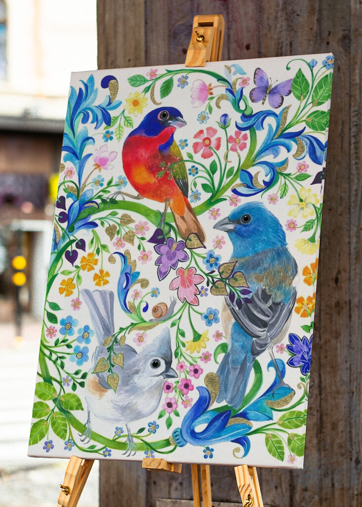 Živé zahradní ptáky