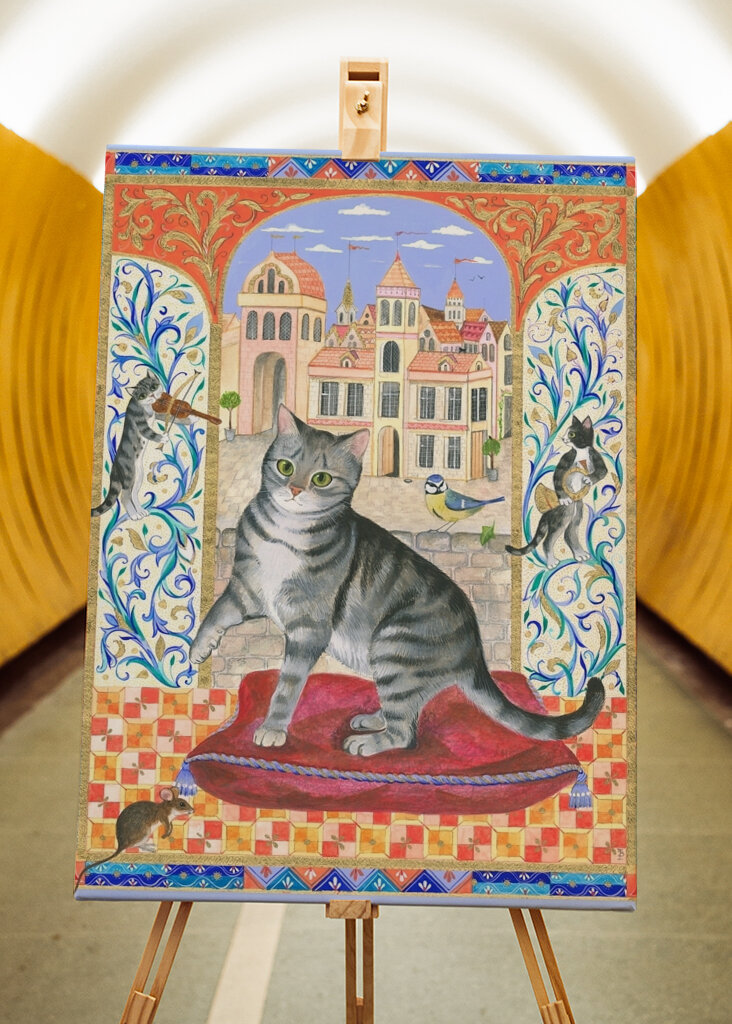 Mittelalterliche Katzenszene