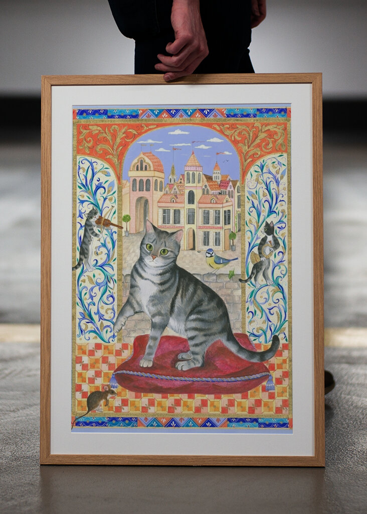 Mittelalterliche Katzenszene