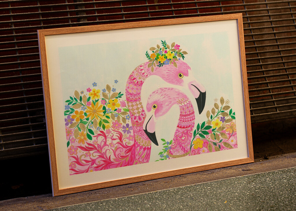 Floral Flamingos Dream