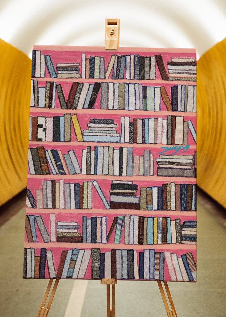 Rangées de bibliothèque colorées