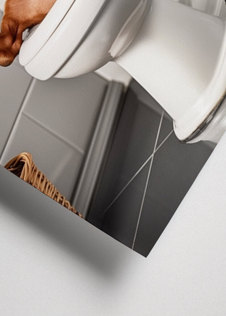 Dackel auf der Toilette