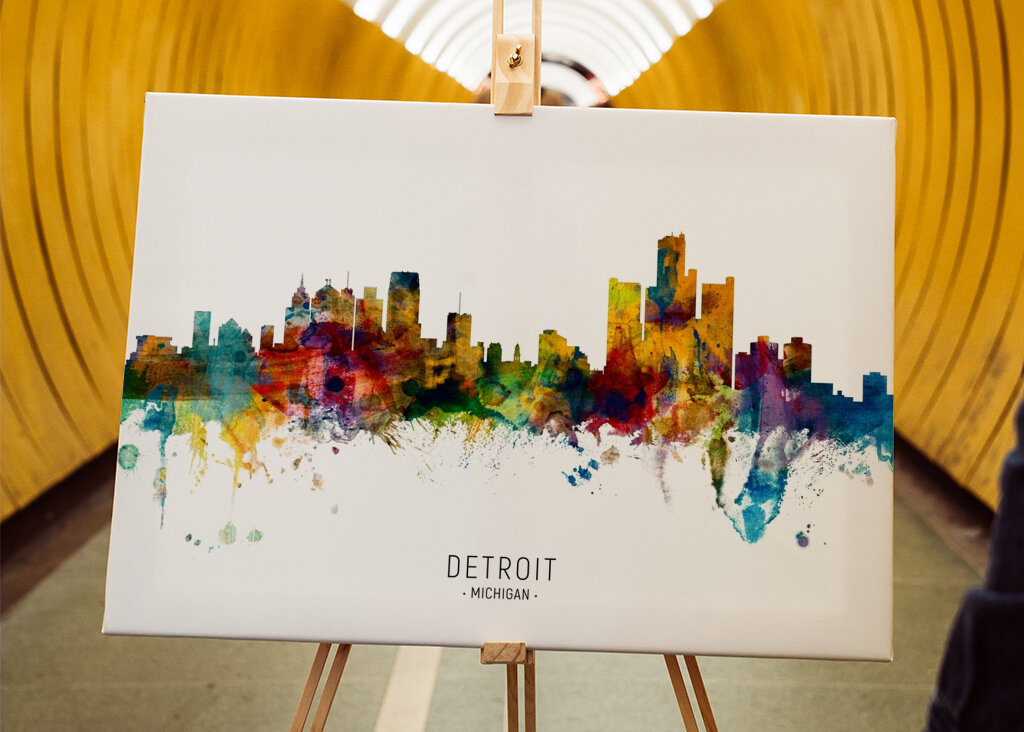 Colorful Detroit Skyline