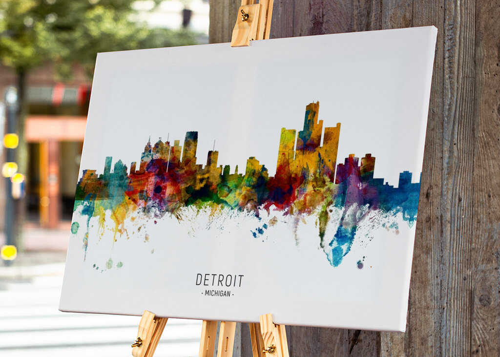 Colorful Detroit Skyline