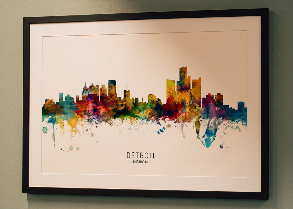 Colorful Detroit Skyline