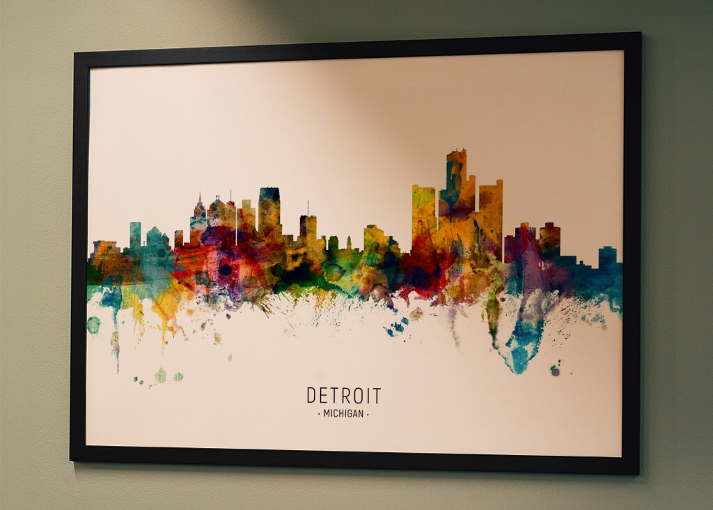 Colorful Detroit Skyline