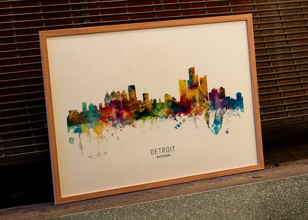 Colorful Detroit Skyline