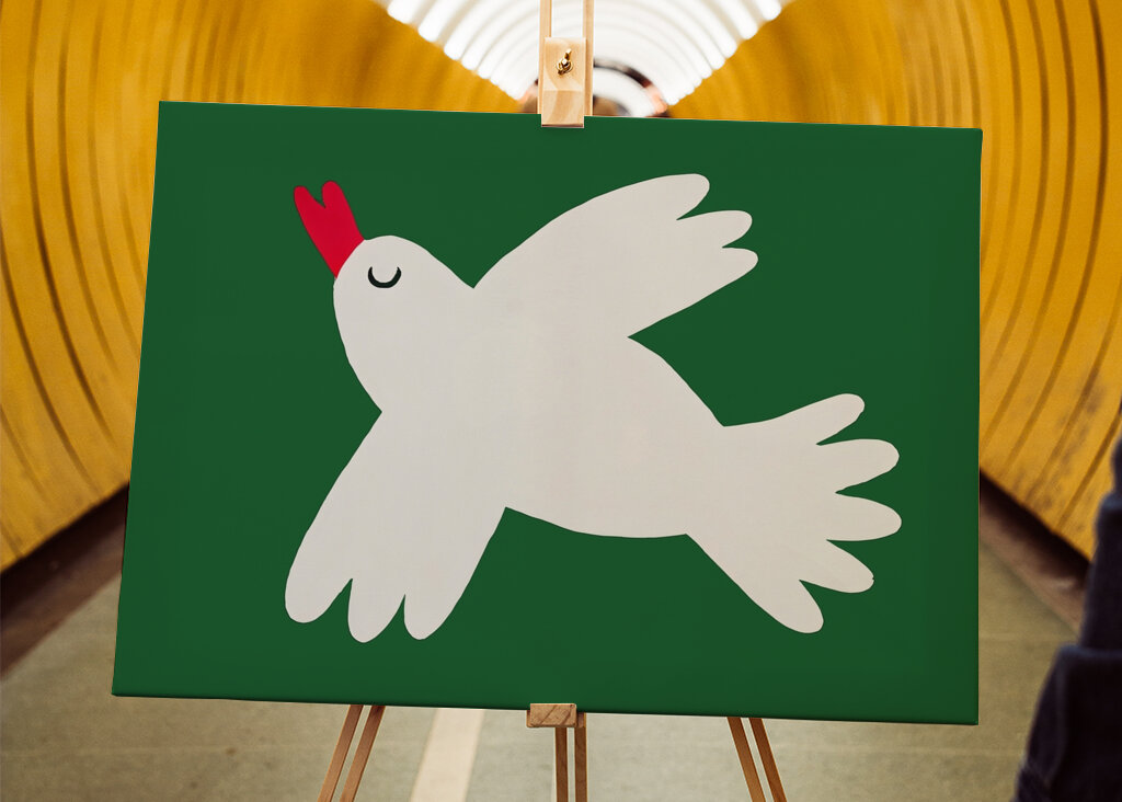 Heitere weiße Taube