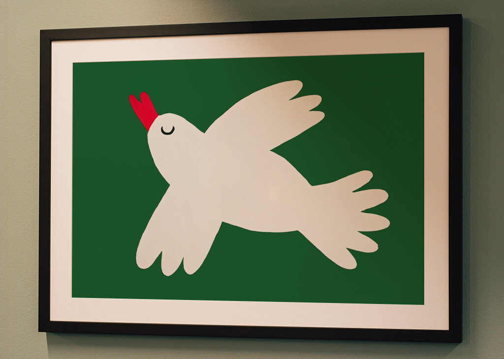 Heitere weiße Taube