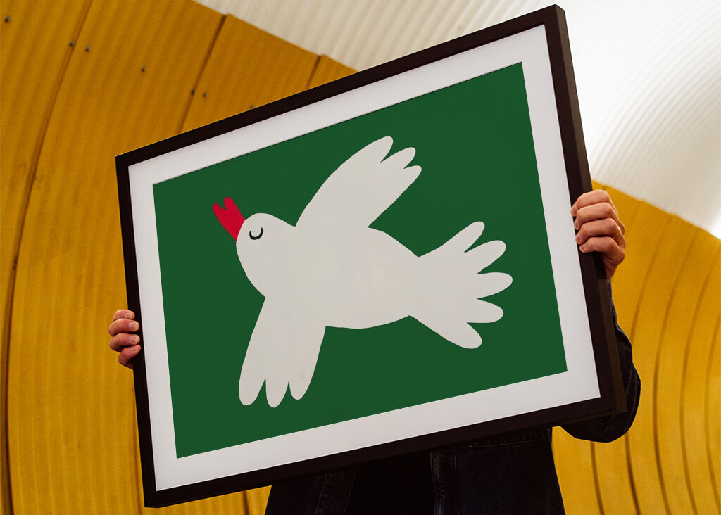 Heitere weiße Taube