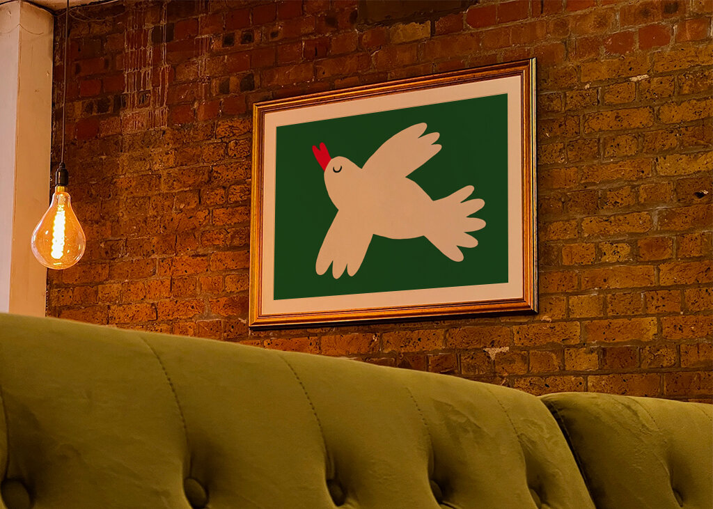 Heitere weiße Taube