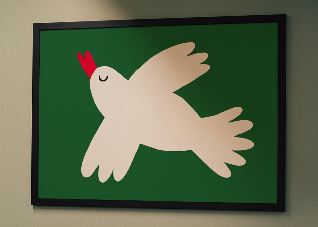 Heitere weiße Taube