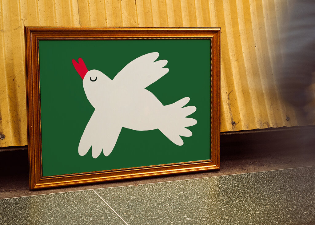 Heitere weiße Taube