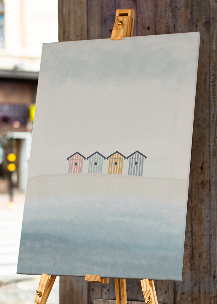 Stribede strandhytter