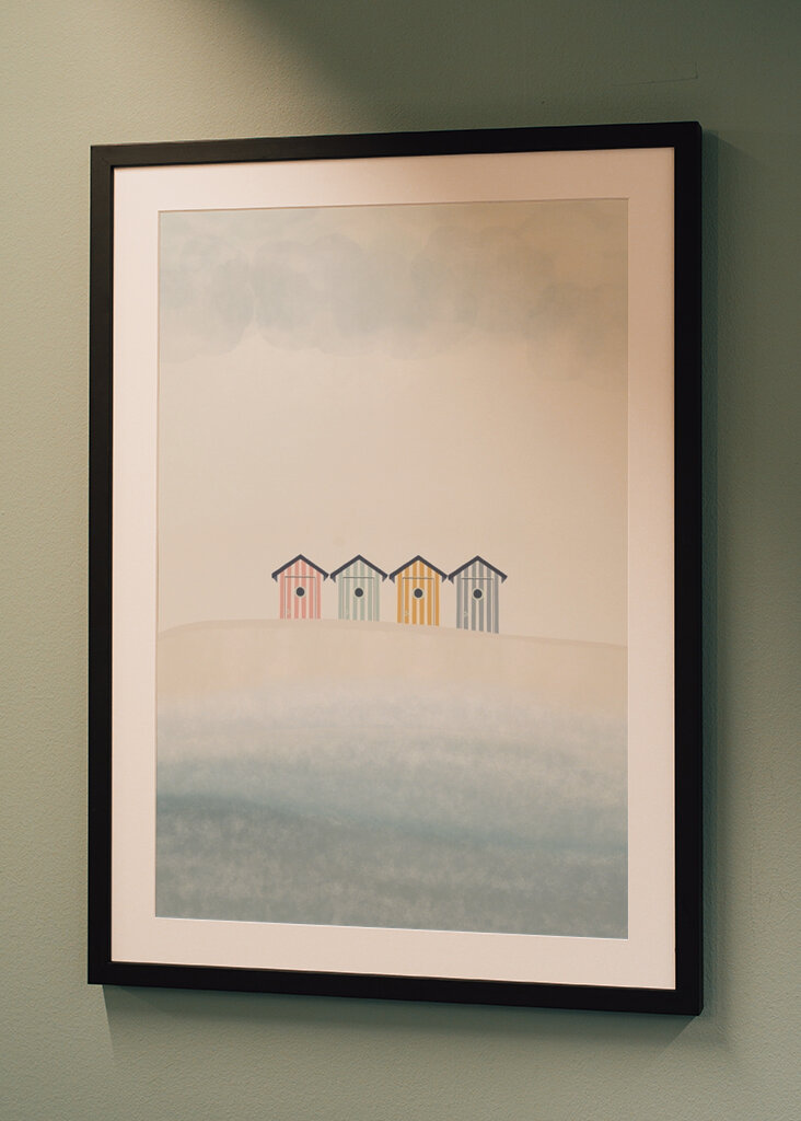 Stribede strandhytter