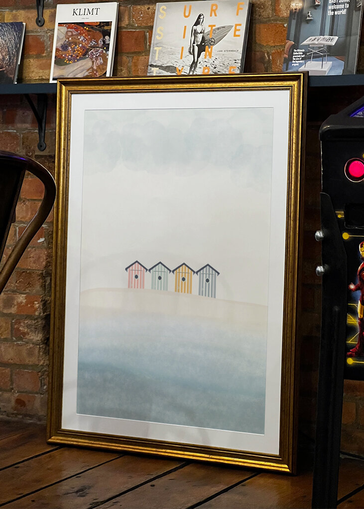 Stribede strandhytter