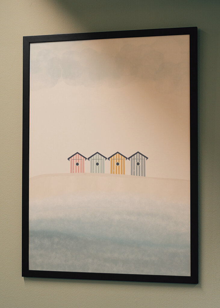 Stribede strandhytter