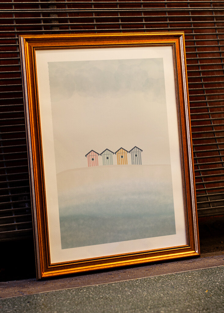 Stribede strandhytter