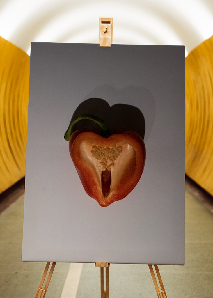 Half a red bell pepper