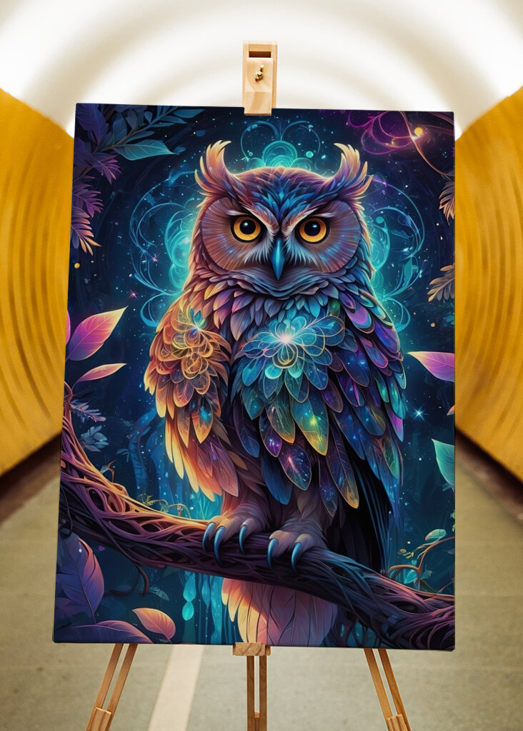 Búho místico en el bosque