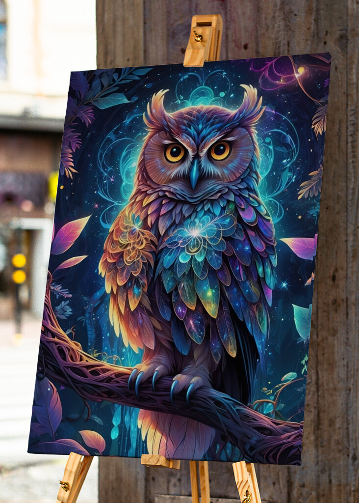 Búho místico en el bosque