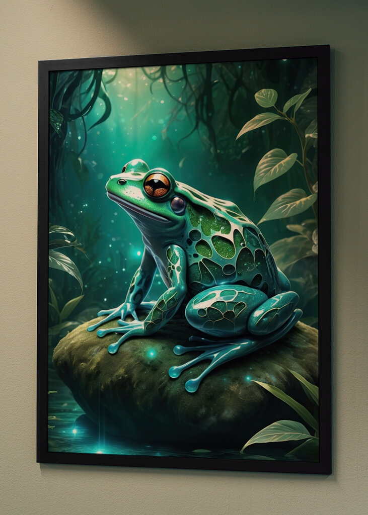 Grüner Frosch im Wald