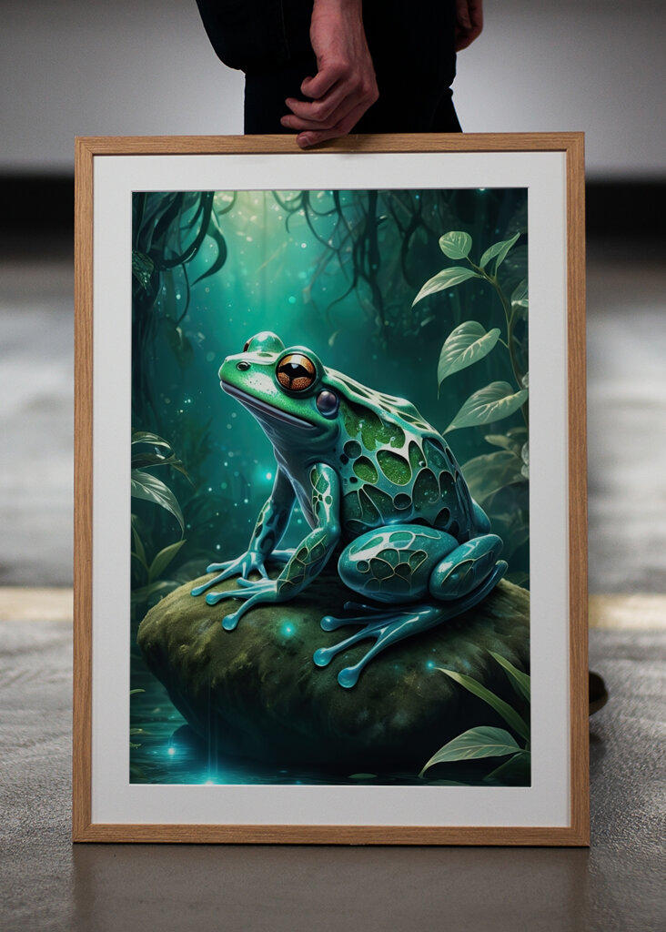 Grüner Frosch im Wald