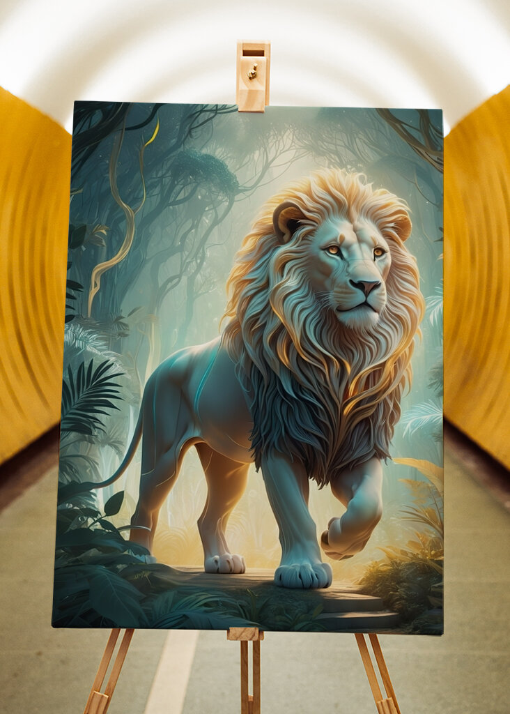 Weißer Löwe im Dschungel