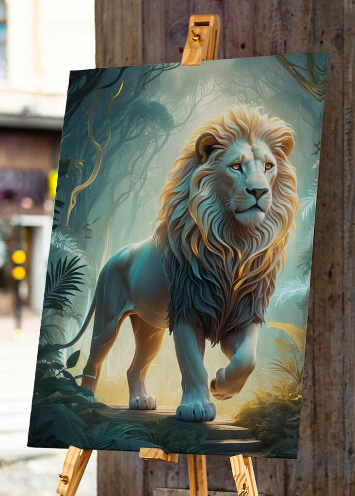 Weißer Löwe im Dschungel