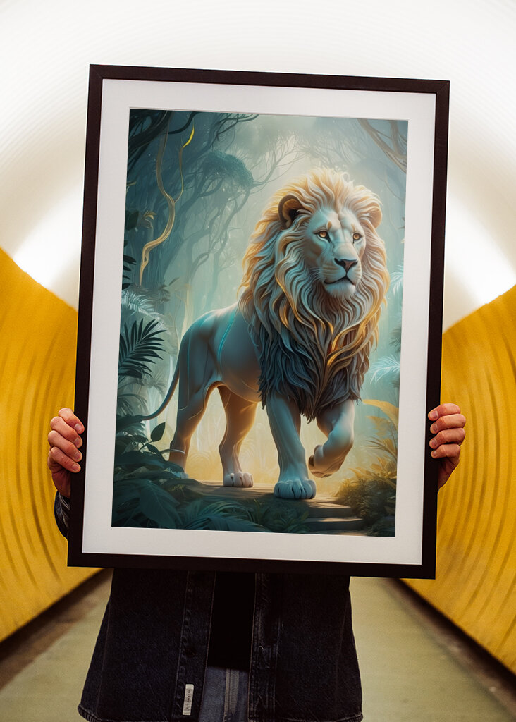 Weißer Löwe im Dschungel