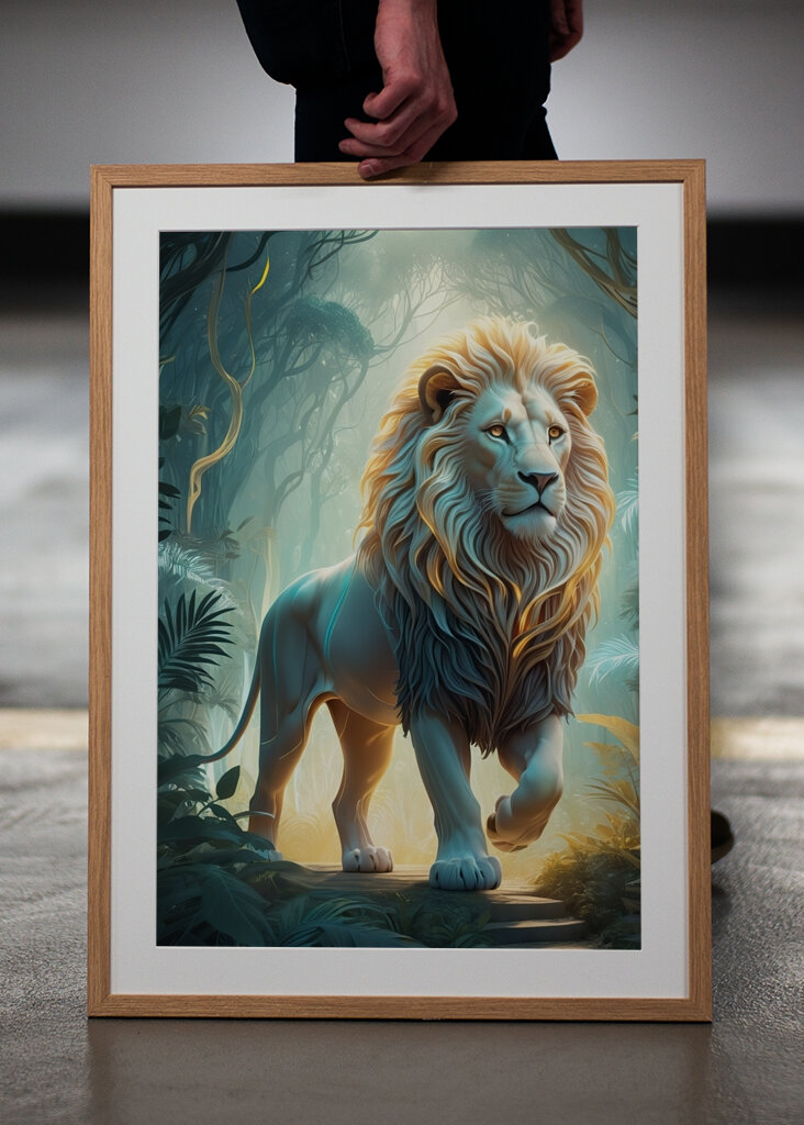 Weißer Löwe im Dschungel