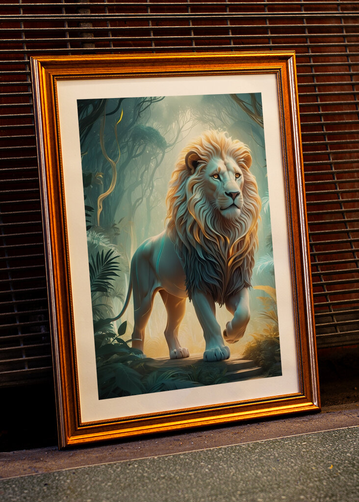 Weißer Löwe im Dschungel