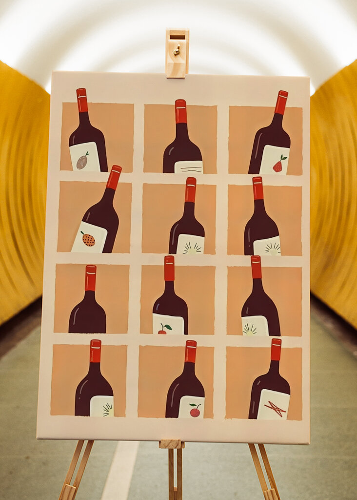 Illustrated Red Wine Bottles  