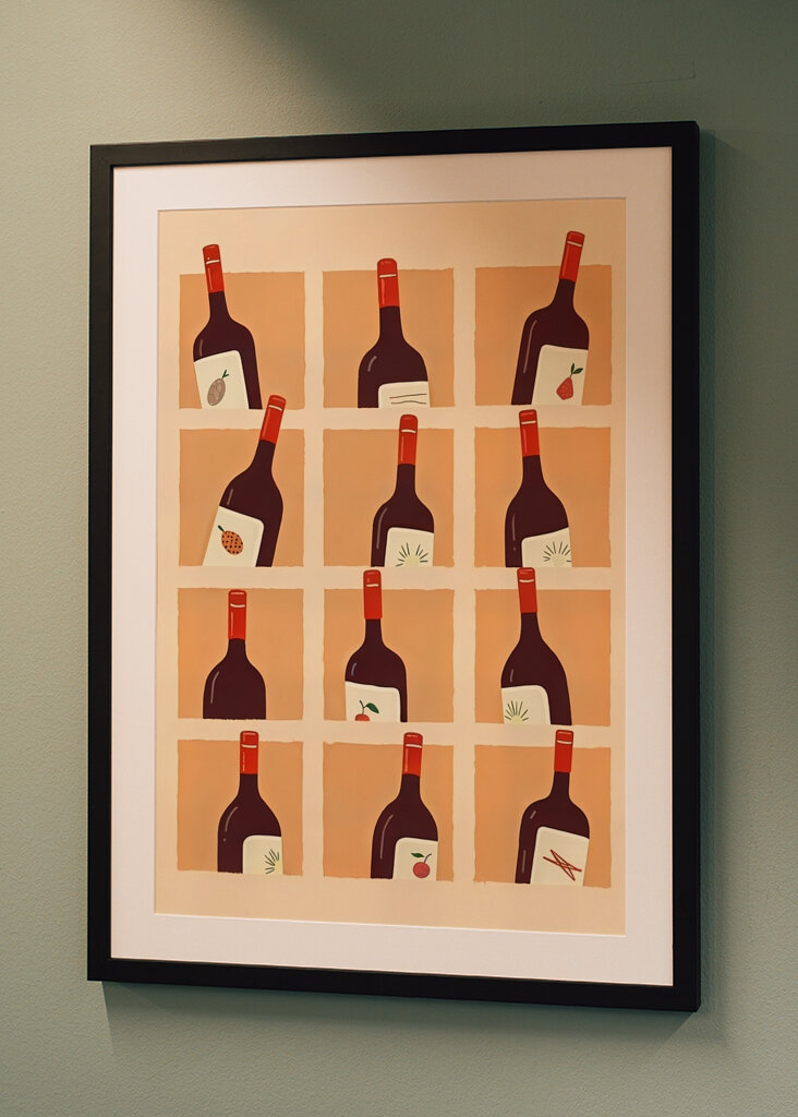 Illustrated Red Wine Bottles  