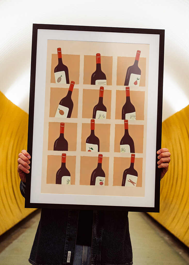 Illustrated Red Wine Bottles  