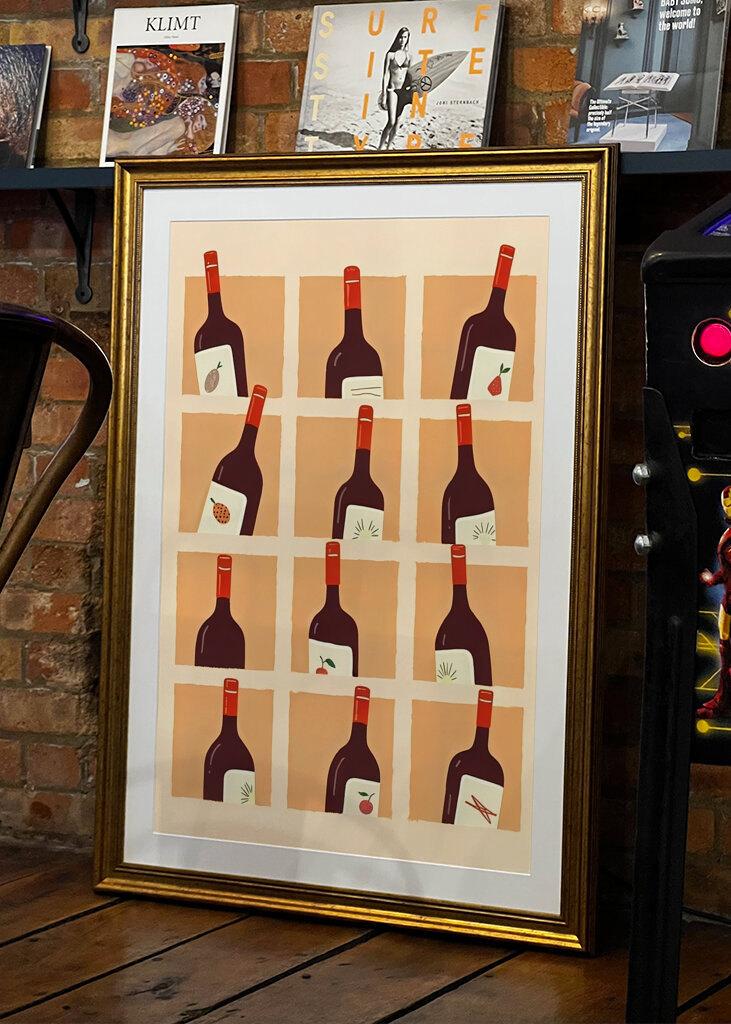 Illustrated Red Wine Bottles  