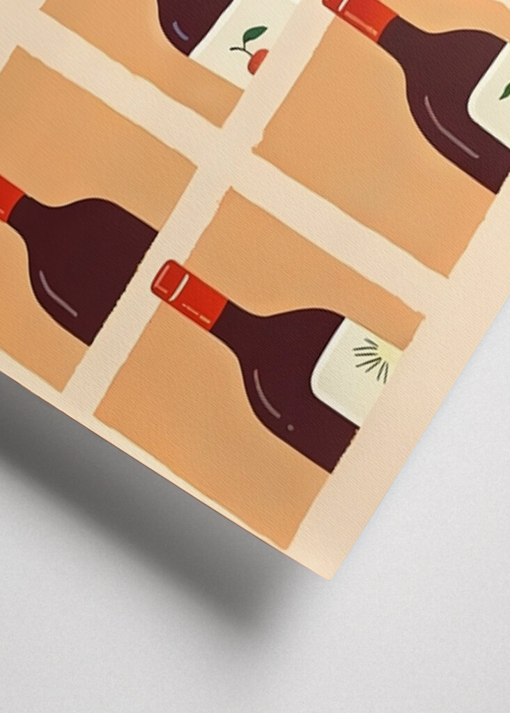 Illustrated Red Wine Bottles  