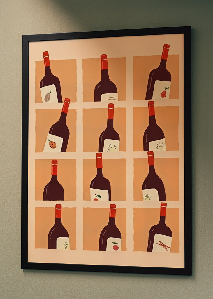 Illustrated Red Wine Bottles  